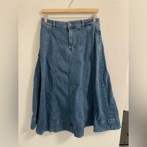 EUC 🇬🇧 Boden Denim A-Line Paneled Midi Skirt Size US6 UK 10